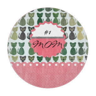 Monogramm Katze Kätzchen Haustier Farbige Muster F Schneidebrett