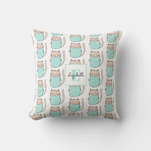 Monogramm Katzenmuster Namens Baby Kissen