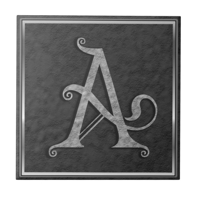 Monogramm-Keramik "mittelalterlicher Graustein" Fliese (Vorderseite)