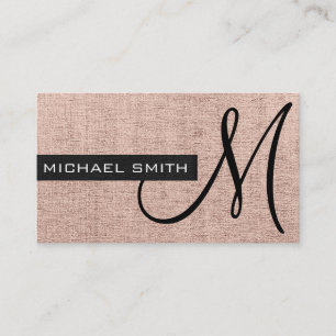 Monogramm Khaki Elegante Leinwand Visitenkarte