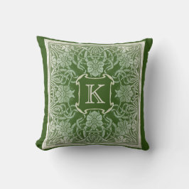 Monogramm-Kissen der Vintagen Rose im Smaragd Kissen