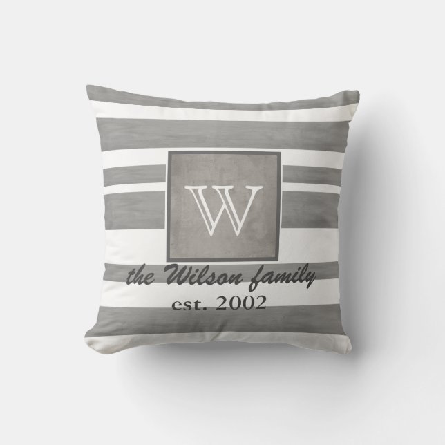 Monogramm-Kissen, grau und weiß Kissen (Vorderseite)