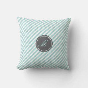 Monogramm-Kissen mit blauem Streifen Kissen