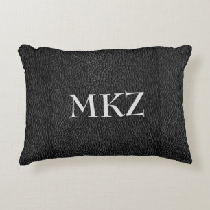 Monogramm-Kissen mit schwarzem Leder-Look Zierkissen