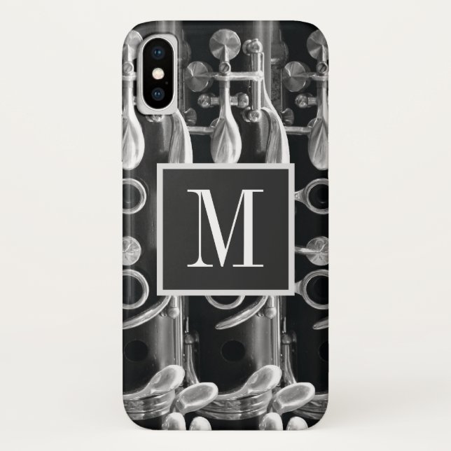 Monogramm Klarinette Schwarz und Weiß Case-Mate iPhone Hülle (Rückseite)