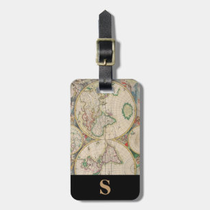 Monogramm-Klassiker-Reise Vintage-Weltkarte Gepäckanhänger