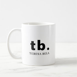 Monogramm Klassisch Elegant Minimal Schwarz und We Kaffeetasse