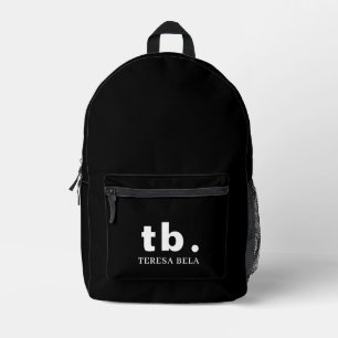 Monogramm Klassisch Elegant Minimal Schwarz & We Bedruckter Rucksack