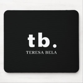 Monogramm Klassisch Elegant Minimal Schwarz & Weiß Mousepad
