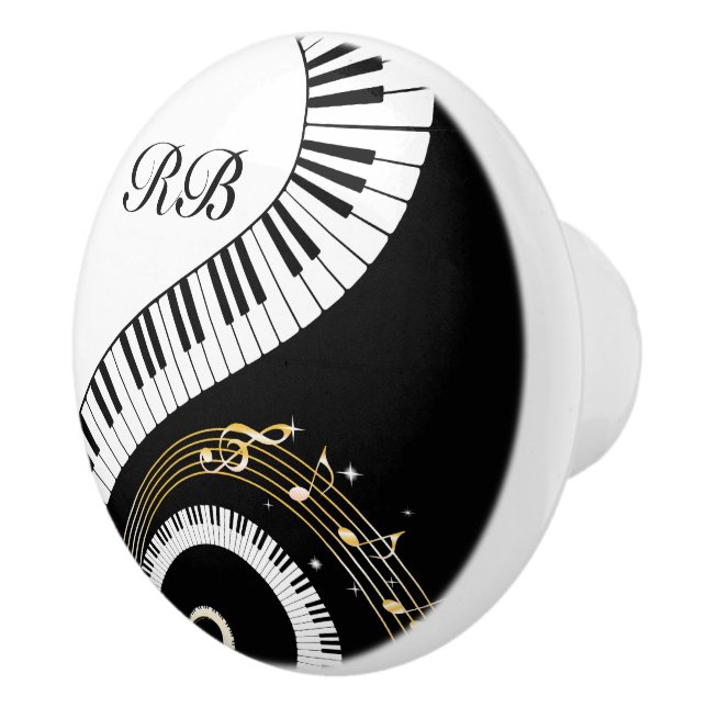 Monogramm-Klavier-Schlüssel und musikalische Keramikknauf (Rechts)