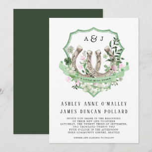 Monogramm   Kleeblatt Hufeisen Botanische Hochzeit Einladung