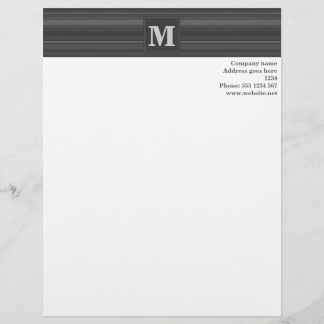 Monogramm-Kohlenstreifen Briefkopf (Vorderseite)