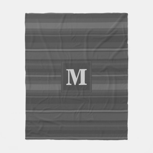 Monogramm-Kohlenstreifen Fleecedecke (Vorderseite)