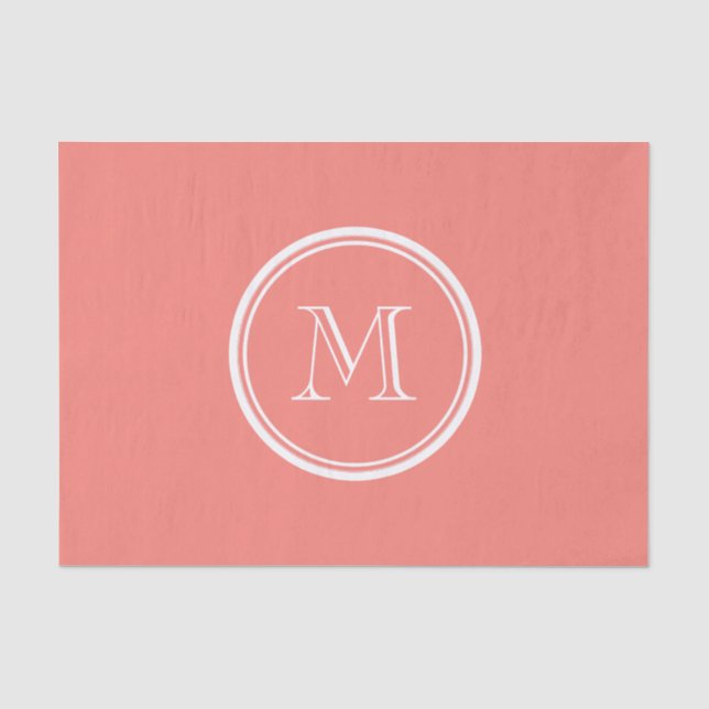 Monogramm Korallenrosa High End gefärbt Seidenpapier (Vorderseite)