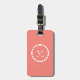 Monogramm-korallenrote rosa zuerstobere Grenze Gepäckanhänger