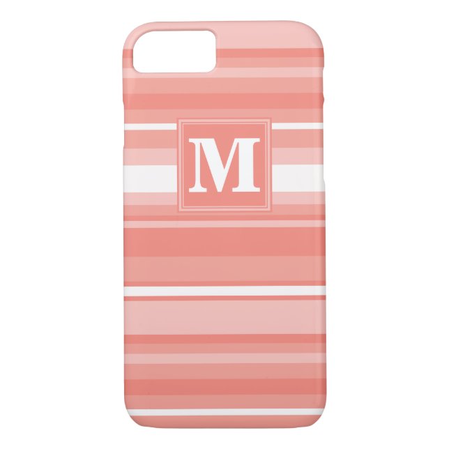 Monogramm Korallenstreifen Case-Mate iPhone Hülle (Rückseite)