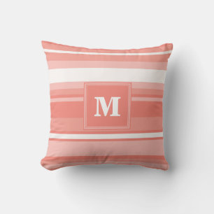 Monogramm Korallenstreifen Kissen