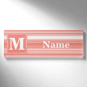Monogramm Korallenstreifen Namenschild
