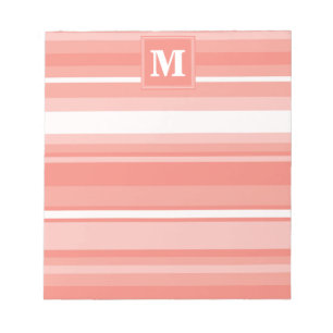 Monogramm Korallenstreifen Notizblock