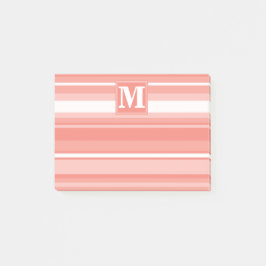 Monogramm Korallenstreifen Post-it Klebezettel