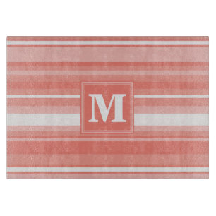 Monogramm Korallenstreifen Schneidebrett