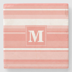 Monogramm Korallenstreifen Steinuntersetzer
