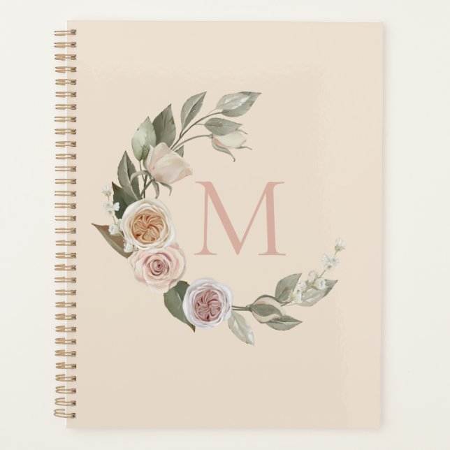 Monogramm-Kranz für Elegante Rose Planer (Vorderseite)