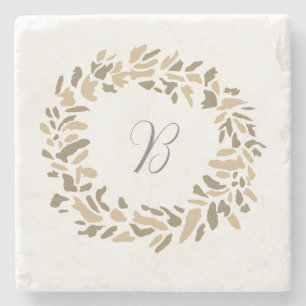 Monogramm-Kranz-Malerei Benutzerdefinierte Herbstm Steinuntersetzer