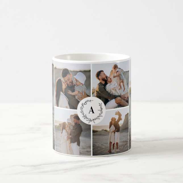 Monogramm Kranz moderne, elegante Collage aus Foto Kaffeetasse (Mittel)