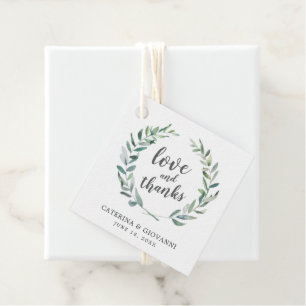 Monogramm-Kränze aus Grün für eine elegante Hochze Geschenkanhänger