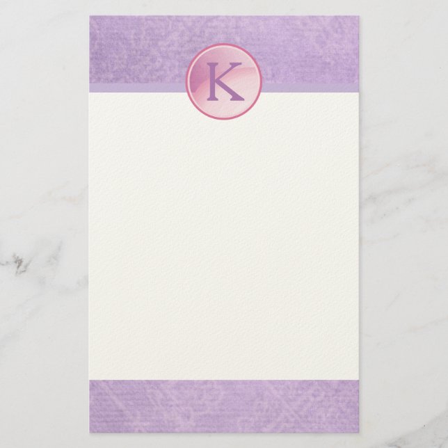 Monogramm-Kreis auf einem Hübschen Lavendeluntergr Briefpapier (Vorderseite)