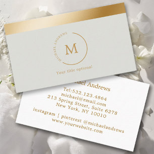 Monogramm-Kreis aus graugrünem Goldstreifen Visitenkarte