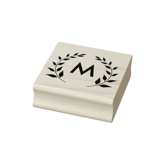 Monogramm Kreis der Blätter Gummistempel (Stempel)