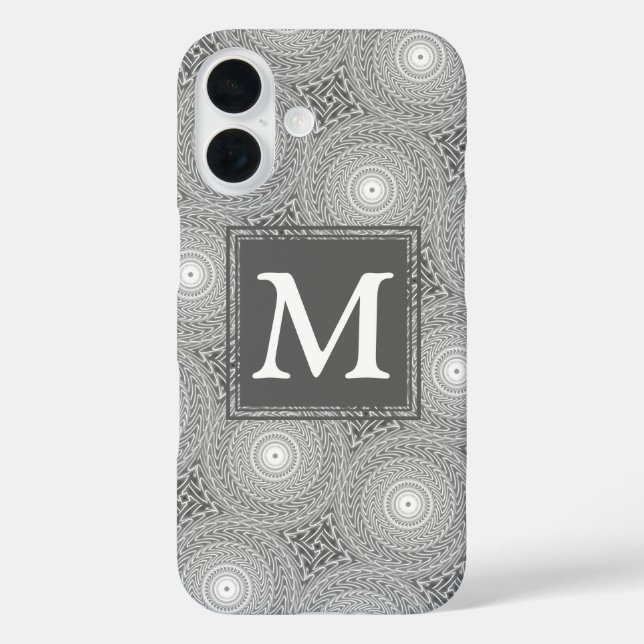 Monogramm-Kreismuster iPhone 16 Hülle (Rückseite)