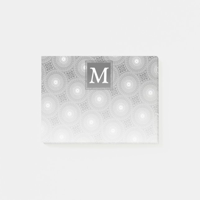 Monogramm-Kreismuster Post-it Klebezettel (Vorderseite)