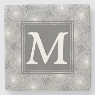 Monogramm-Kreismuster Steinuntersetzer