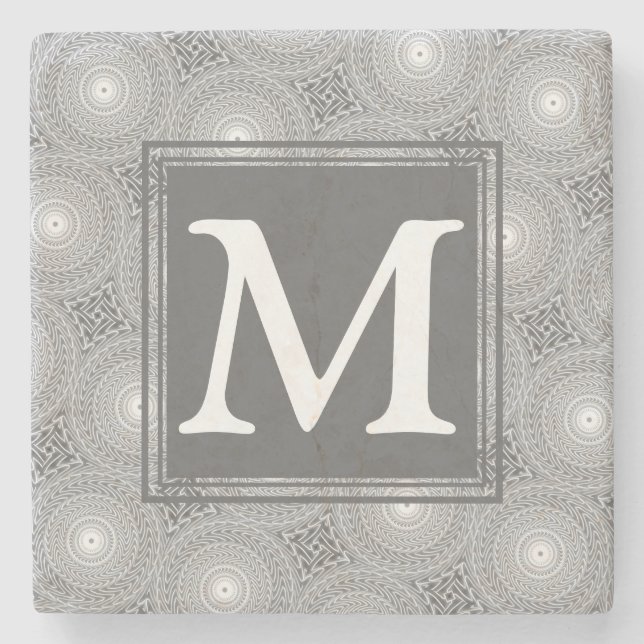 Monogramm-Kreismuster Steinuntersetzer (Vorderseite)