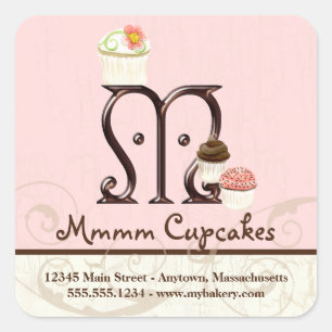 Monogramm-Kuchen-Logo-Geschäfts-Aufkleber des Quadratischer Aufkleber