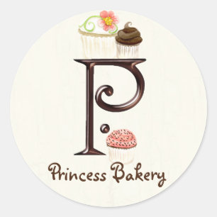 Monogramm-Kuchen-Logo-Geschäfts-Aufkleber des Runder Aufkleber