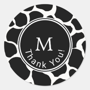 Monogramm Kuh Drucken Danke Runder Aufkleber