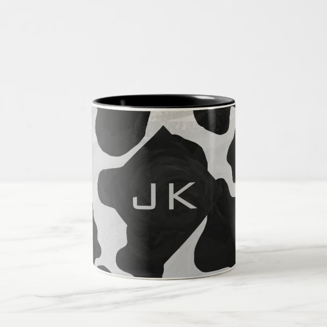 Monogramm-Kuh Schwarzweiss Zweifarbige Tasse (Mittel)