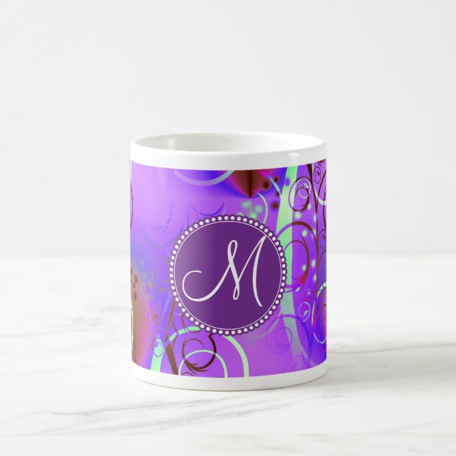 Monogramm-kundenspezifischer lila kaffeetasse (Mittel)