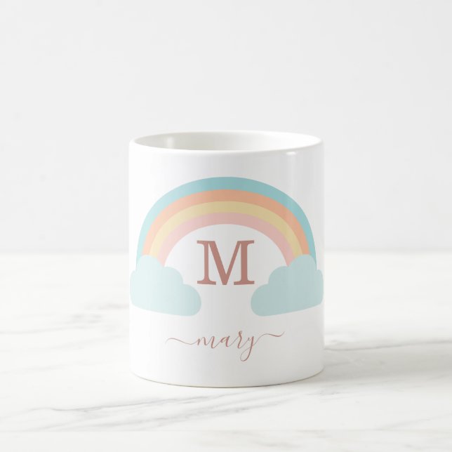 Monogramm, kundenspezifischer Regenbogen Kaffeetasse (Mittel)