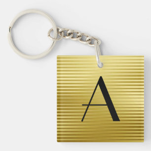 Monogramm-Kunst-Deko-Goldsatin-Streifen Schlüsselanhänger