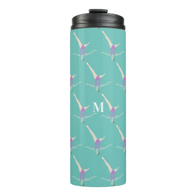 Monogramm künstlerisches Schwimmen Thermosbecher (Vorderseite)