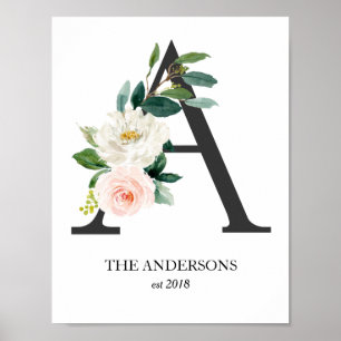 Monogramm-Kunstwerk, Buchstabe A, Hochzeit, Kinder Poster