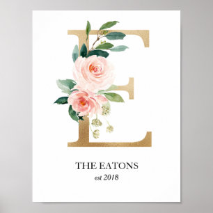 Monogramm-Kunstwerk, Buchstabe E, Hochzeit, Kinder Poster