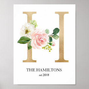 Monogramm-Kunstwerk, Buchstabe H, Hochzeit, Kinder Poster