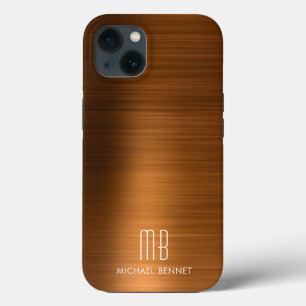 Monogramm Kupfer Brown Bürstenmetall Case-Mate iPhone Hülle