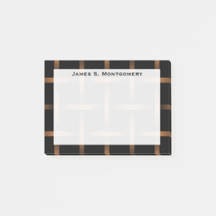 Monogramm-Kupfer-Imitat-Gitter auf Schwarz Post-it Klebezettel